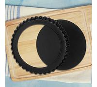 SEGNAYEN Moule à tarte à quiche de 22 cm avec fond amovible, mini moule à tarte pour la cuisson, moule à tarte, moule à tarte rond cannelé à base amovible, moule à gâteau au fromage antiadhésif, noir,