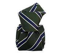 Segni Et Disegni. Cravate Mogador. Savone - Marron Kaki, Club/Rayé - 60% Soie 40% Coton FABRIQUE EN ITALIE.