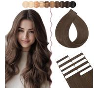 SEGO 22 Pouces Extension Bande Adhesive Naturel Lisse Leger 10pcs Cheveux Ruban Adhesif Blanc Volume Fin - 02#Marron Foncé