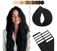 SEGO 50cm Extension Bande Adhesive Naturel Lisse Leger 10pcs Cheveux Adhesif Blanc Volume Fin - 01#Noir Ombré