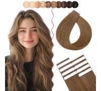 SEGO 50cm Extension Bande Adhesive Naturel Lisse Leger 10pcs Cheveux Adhesif Blanc Volume Fin - 04#Châtain Chocolat