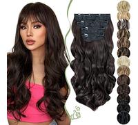 SEGO 55CM Extension a Clip Synthétique 180g Extension Cheveux Bouclés 4 Pcs 11 Clips Postiche Cheveux Long, Marron Foncé