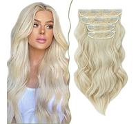SEGO 55CM Extension a Clip Synthétique 180g Extension Cheveux Bouclés 4 Pcs 11 Clips Postiche Cheveux Long, Blond Très Clair