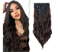 SEGO 55CM Extension a Clip Synthétique 180g Extension Cheveux Bouclés 4 Pcs 11 Clips Postiche Cheveux Long, Marron