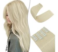 SEGO 55CM Extension a Clip Synthétique 180g Extension Cheveux Raide Lisse 12 Pcs Postiche Cheveux Long, Blond Très Clair