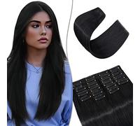 SEGO 55CM Extension a Clip Synthétique 180g Extension Cheveux Raide Lisse 12 Pcs Postiche Cheveux Long, Noir Foncé