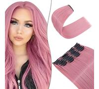 SEGO 55CM Extension a Clip Synthétique 180g Extension Cheveux Raide Lisse 12 Pcs Postiche Cheveux Long, Rose Clair