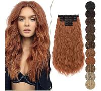 SEGO 5PCS Extensions de cheveux à clips Synthétiques Epais 24 Pouces Rajout Cheveux A Clip Vague de Maïs Corn Wave 250G, Orange