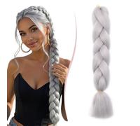 SEGO Cheveux Pour Tresse Synthetique Africaine Coloré - [1 Ton] Rajout Tressage Extension Cheveux Tressé Twist Crochet Braids Afro - 60cm, Gris Argenté