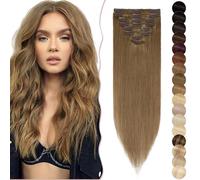 SEGO Clip Extension Cheveux Naturel Clip Chatain - Extension a Clip Cheveux Naturel Humain Remy Hair - Extension Clip Brun Cheveux Lisse [Volume Léger] 50cm - 06# Noisette