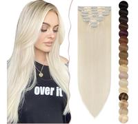 SEGO Extension a Clip Cheveux Naturel Pas Cher - Extension Vrai Cheveux Humain Clip Rajout Cheveux Clip Meche [Volume Léger] - 20cm 60#Blond Platine
