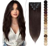 SEGO Extension a Clip Cheveux Naturel Pas Cher - Extension Vrai Cheveux Humain Clip Rajout Cheveux Clip Meche [Volume Léger] - 60cm 02#Marron Foncé