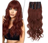 SEGO Extension a Clip Synthétique 180g Extension Cheveux Bouclés 12 Pcs Postiche Cheveux Long, 55CM, Auburn Ginger