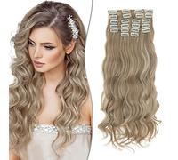 SEGO Extension a Clip Synthétique 180g Extension Cheveux Bouclés 12 Pcs Postiche Cheveux Long, 55CM, Blond Sable & Blond Pâle