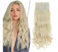 SEGO Extension a Clip Synthétique 180g Extension Cheveux Bouclés 12 Pcs Postiche Cheveux Long, 55CM, Blond Très Clair