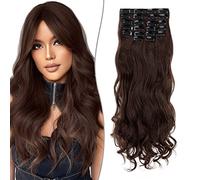 SEGO Extension a Clip Synthétique 180g Extension Cheveux Bouclés 12 Pcs Postiche Cheveux Long, 55CM, Marron Chocolat