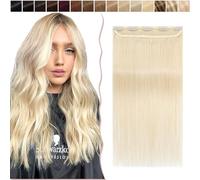 SEGO Extension Cheveux a Clip Meche - Une Pièce avec 5 Clips - Extension Clip Cheveux Naturel Blond [ Volume Standard ] Cheveux Humain Vrai Cheveux Remy - 60#Blond Platine
