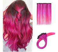 SEGO Extension Cheveux Clip Arc-en-Ciel Rainbow Multi-Couleur - Rajout Clip Cheveux Tie Dye Syntetique 10 Piece 1 Clips - Extension Clip Cheveux Coloré Pas Cher - 50 cm Noir Naturel