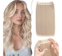 SEGO Extension Cheveux Fil Invisible Réglable 20" Une Pièce Extension A Fil Cheveux Synthétiques Raide, Blond Cendré & Blond Pâle
