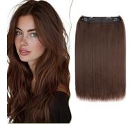 SEGO Extension Cheveux Fil Invisible Réglable 20" Une Pièce Extension A Fil Cheveux Synthétiques Raide, Brun Moyen & Brun Chocolat