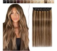 SEGO Extension Cheveux Monobande a Clip Rajout Naturel - 45 CM 4P27#Marron Chocolat & Blond Foncé [ Volume Standard ] - Rajout Froid Meche Humains