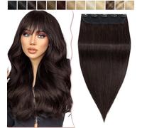 SEGO Extension Cheveux Naturel a Clip Monobande [ Volume Léger ]- Extension Clip Cheveux Humain Remy Hair - 50cm 02#Marron Foncé