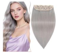 SEGO Extension Cheveux Naturel A Clip Pas Cher Monobande Extension Cheveux Humains [Epaisseur Epais] - 25 CM, Gris Argenté