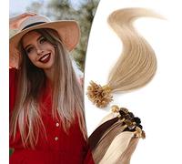 SEGO Extension Cheveux Naturel Keratine 1g * 50 Pièces Pre Bonded U-tip Remy Hair - Rajout Cheveux Humain Pose a Chaud - 35cm 24#Blond Normal