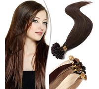 SEGO Extension Cheveux Naturel Keratine 1g * 50 Pièces Pre Bonded U-tip Remy Hair - Rajout Cheveux Humain Pose a Chaud - 35cm 04#Châtain Chocolat