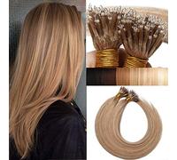 SEGO Extension Cheveux Naturel Loop Anneaux Nano Beads a Froid 1g NANO RING TIP Pre Bonded Rajout Remy Humain - 40 CM 27#Blond Foncé [1g *50 Mèche] 50g