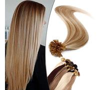 SEGO Extension Cheveux Naturelle Kératine à Chaud - Blond 1gr Vrai Cheveux Humain 50 Mèches - 40 cm 18P613# Cendré & Très Clair
