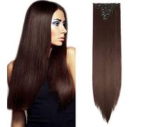 SEGO Extension Clip Cheveux - Rajout Clips Cheveux Synthétique pas Cher Lisse Raide - [8 Meches 18 Clips] Extension Cheveux a Clip - 66 cmChatain Ombré