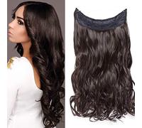 SEGO Extension Fil Invisible Cheveux Ondulé - Extension à Fil Elastique Cheveux Synthétique Bou ody Wave Wire In Hair Extension [Un Fil Adjustable] - 50 cm Chatain Foncé