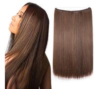 SEGO Extension Fil Invisible Cheveux Transparent Lisse Raide Synthetique Postiche Meche Longue [Un Fil Adjustable] - 50 cm Noir Auburn Clair