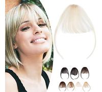SEGO Extension Frange à clips Cheveux Naturel Avec Tempe - Postiche Frange Epais - Frange Cheveux Humain Femme - 60#Blond Platine