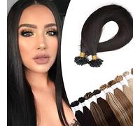 SEGO Extension Kératine Cheveux Naturel 0.5g/Mèche - Rajout Vrai Cheveux Humain Lisse Droit Pose à Chaud - Remy Human Hair Pre Bonded Nail Tip U-tip - 55 cm 1B#Noir Normal [0.5g *200 Mèche]