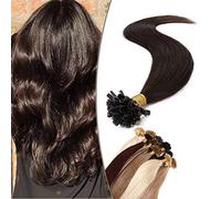 SEGO Extension Kératine Cheveux Naturel 1g *50 Mèche - Rajout Vrai Cheveux Humain Extension à Chaud - Remy Hair Pre Bonded Nail Tip U-tip - 50 cm 02#Marron Foncé [1g *50 Mèche]