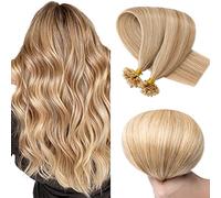 SEGO Extension Kératine Cheveux Naturel à Chaud 0.5g/Mèche X 100pcs - Rajout Cheveux Humain Lisse Extension Keratine - 55 cm, 18P613#Ash Blond & Blond Blanchi