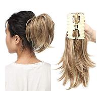 SEGO Extension Queue de Cheval Fausse Cheveux Queue de Cheval Synthetique Attaché Par Pince - [Pince Flexible] - Brun Sable à Blond Très Clair