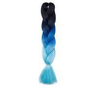 SEGO Extension Tressage Crochet Twist Box Braid - Ombre Tresse Jumbo Cheveux Synthéiques Cheveux Tressage Extensions(60CM, 100g) [1 Ton] [Noir & Bleu Foncé & Bleu Clair]