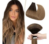 SEGO Extensions Adhesives Cheveux Naturels Bande - 50 CM 2T6#Marron Foncé Ombre Marron Clair [2.5g X 10 Pièces] - Adhésif Vrai Froid Invisible Tape In Remy Hair