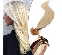 SEGO Extensions Keratine Cheveux Naturel 1g * 50 Mèche - Extension à Chaud Cheveux Humains - Extension Cheveux Naturel Keratine a Chaud - 35cm 60#Blond Platine