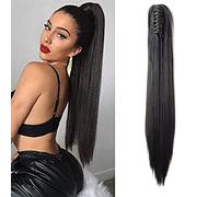 SEGO Fausse Queue de Cheval Extension Cheveux Synthetique - Postiche Ponytail Cheveux - Attaché Par Pince Claw On Ponytail Extensioon - 53 CM Noir Foncé 21 pouce