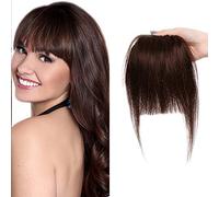 SEGO Frange a Clip Cheveux Naturel Frang Cheveux Humain - Postiche Frange Chatain Epaisse Frange Avec Tempes - Clip Cheveux Frange Femme Fausse Frange [Frange:18cm+ Tempe:30cm] - Marron Chocolate