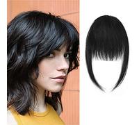 SEGO Frange à Clip Cheveux Naturel Frange Noir - Postiche Frange Avec Tempes - Frange Cheveux Naturel Frange Clip Frange Cheveux Humain [Frange:14cm+ Tempe:26cm] - 01#Noir Foncé