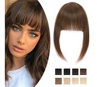 SEGO Frange Clip Cheveux Réels Frange Élégant Longueurs Même (Mesures 7 x 15 cm Temples 29,2 cm) 100 % Remy Human Hair Bang 14 g #4 Marron Chocolat