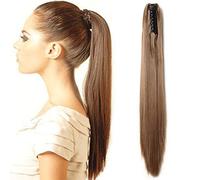 SEGO Ponytail Extension Queue de Cheval Cheveux - Faux Cheveux Fausse Queue de Cheval Lisse Attaché Par Pince - Rajout Queue de Cheval Longue - 53 CM Chatain Clair