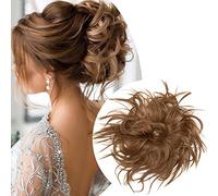 SEGO Postiche Chignon Postiche Queue de Cheval Ondulé Extension Chouchou Chignon Cheveux Synthétique Faux Chignon Chouchou 40G, Brun Café