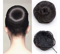 SEGO Postiche Chouchou Extension Cheveux Pour Chignon Faux Chignon Raide - Queue de Cheval Elastique Chouchou A Cheveux Synthétique, Marron Foncé