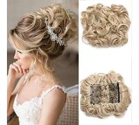 SEGO Postiche Chouchous Cheveux Pour Chignon Peigne - 90G Postiche Queue de Cheval Cheveux Chignon Bouclé Attaché Par Peigne - Blond Clair & Blond Très Clair-2